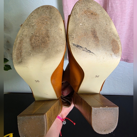 Carvela Kurt Geiger Chic Tan Leather Open-Toe Ankle Heels Size 36 - Picture 7 of 10